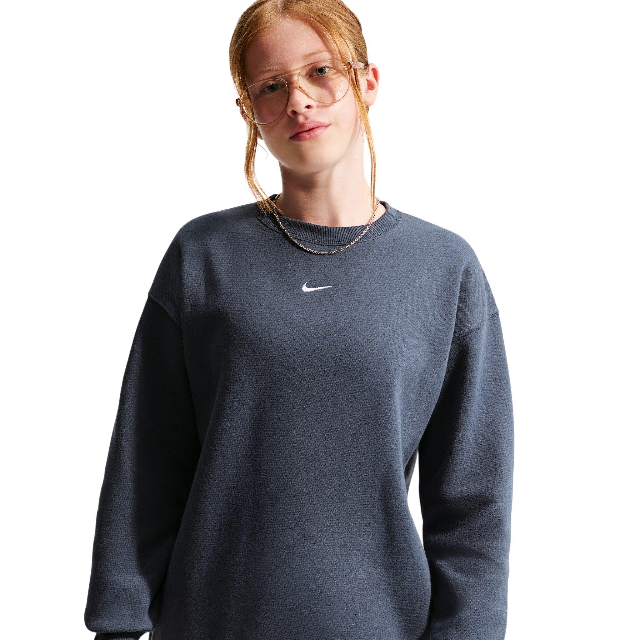 Nike Big Girls' Sportswear Studio Oversized Crewneck Sweatshirt - Blue - BLUE